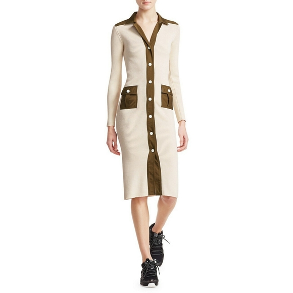 GANNI Paradise Redwood Tech Knit Bodycon Cardigan Dress - Picture 1 of 11